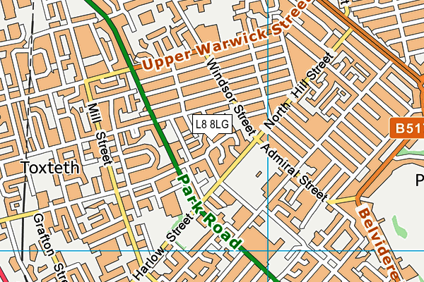 L8 8LG map - OS VectorMap District (Ordnance Survey) L8 8LG map - OS VectorMap District (Ordnance Survey)