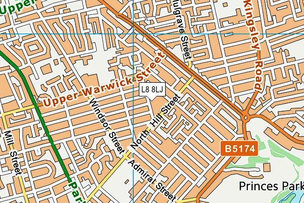 L8 8LJ map - OS VectorMap District (Ordnance Survey) L8 8LJ map - OS VectorMap District (Ordnance Survey)