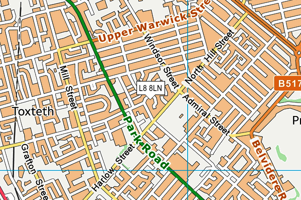 L8 8LN map - OS VectorMap District (Ordnance Survey) L8 8LN map - OS VectorMap District (Ordnance Survey)