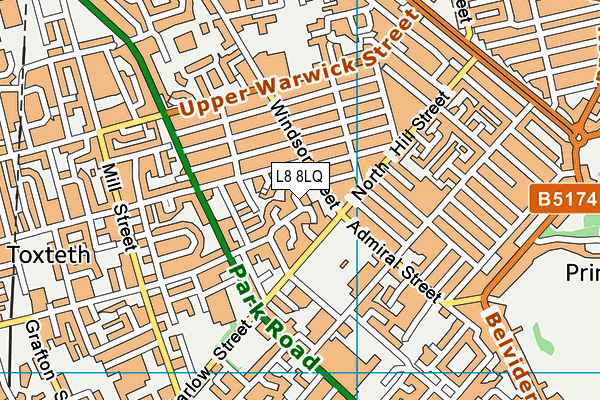 L8 8LQ map - OS VectorMap District (Ordnance Survey) L8 8LQ map - OS VectorMap District (Ordnance Survey)