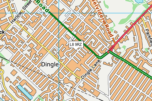 L8 9RZ map - OS VectorMap District (Ordnance Survey) L8 9RZ map - OS VectorMap District (Ordnance Survey)