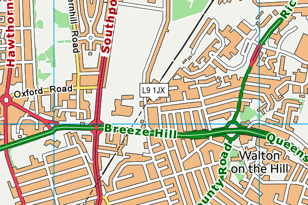 L9 1JX map - OS VectorMap District (Ordnance Survey) L9 1JX map - OS VectorMap District (Ordnance Survey)