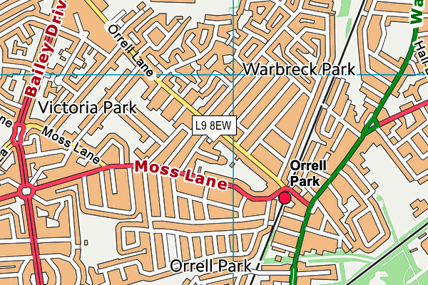 L9 8EW map - OS VectorMap District (Ordnance Survey) L9 8EW map - OS VectorMap District (Ordnance Survey)
