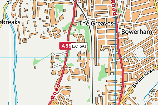 LA1 5AJ map - OS VectorMap District (Ordnance Survey) LA1 5AJ map - OS VectorMap District (Ordnance Survey)