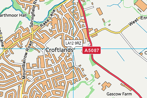 LA12 9RZ map - OS VectorMap District (Ordnance Survey)