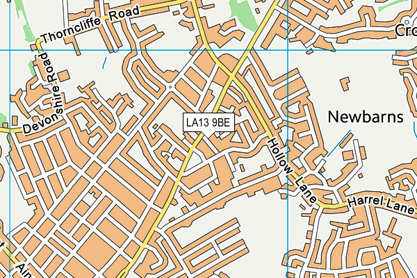 LA13 9BE map - OS VectorMap District (Ordnance Survey)
