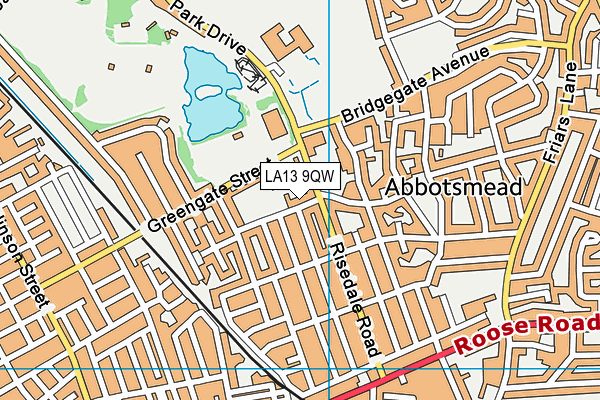 LA13 9QW map - OS VectorMap District (Ordnance Survey) LA13 9QW map - OS VectorMap District (Ordnance Survey)
