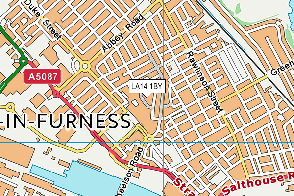 LA14 1BY map - OS VectorMap District (Ordnance Survey)