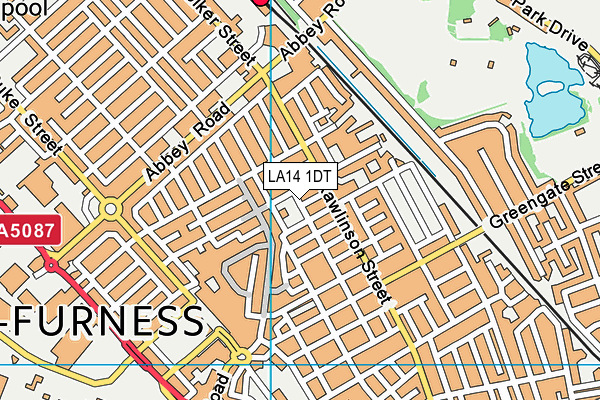 LA14 1DT map - OS VectorMap District (Ordnance Survey) LA14 1DT map - OS VectorMap District (Ordnance Survey)