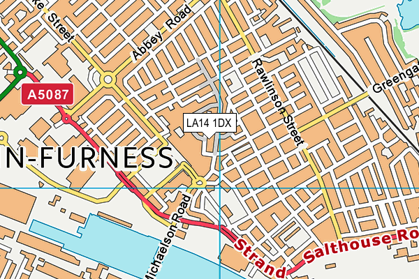 LA14 1DX map - OS VectorMap District (Ordnance Survey) LA14 1DX map - OS VectorMap District (Ordnance Survey)