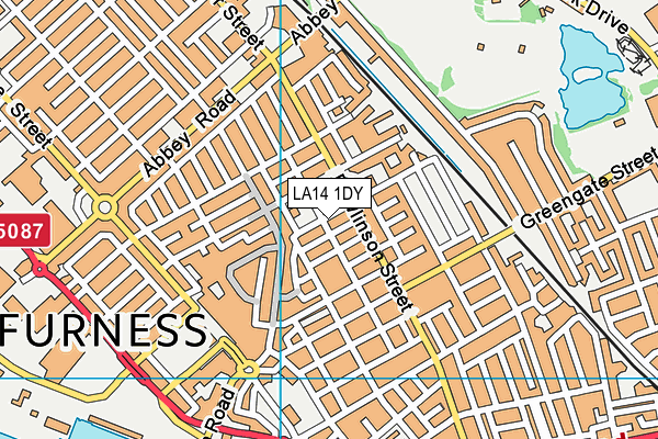 LA14 1DY map - OS VectorMap District (Ordnance Survey) LA14 1DY map - OS VectorMap District (Ordnance Survey)