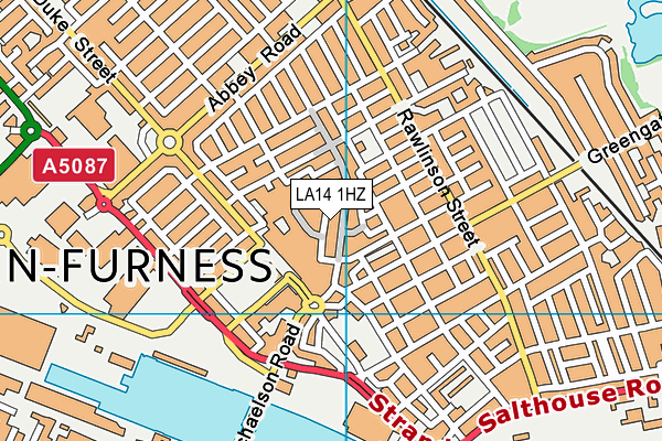LA14 1HZ map - OS VectorMap District (Ordnance Survey)