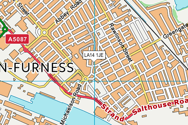 LA14 1JE map - OS VectorMap District (Ordnance Survey) LA14 1JE map - OS VectorMap District (Ordnance Survey)