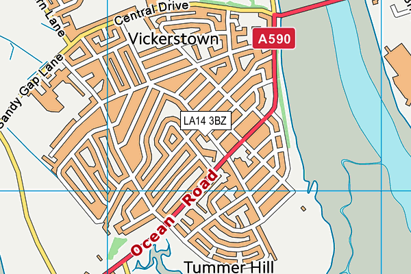 LA14 3BZ map - OS VectorMap District (Ordnance Survey) LA14 3BZ map - OS VectorMap District (Ordnance Survey)