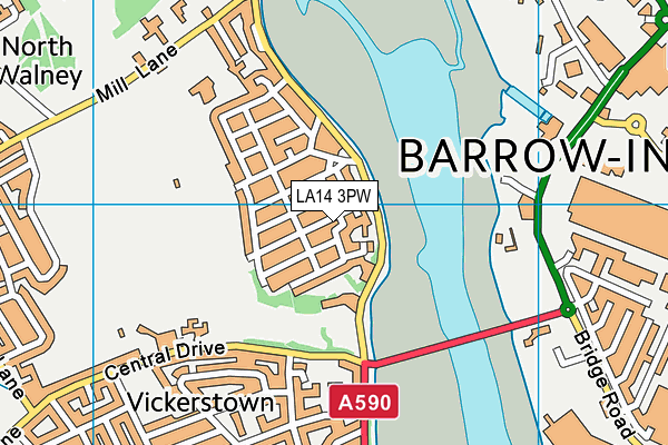 LA14 3PW map - OS VectorMap District (Ordnance Survey) LA14 3PW map - OS VectorMap District (Ordnance Survey)