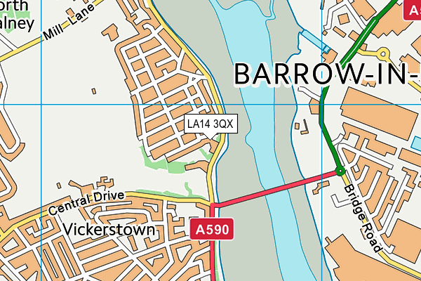 LA14 3QX map - OS VectorMap District (Ordnance Survey) LA14 3QX map - OS VectorMap District (Ordnance Survey)