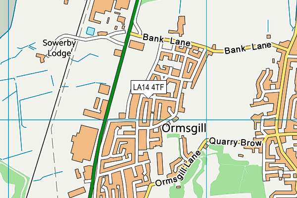 LA14 4TF map - OS VectorMap District (Ordnance Survey) LA14 4TF map - OS VectorMap District (Ordnance Survey)