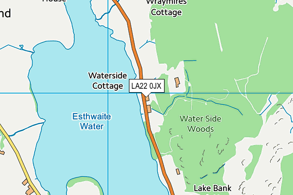 LA22 0JX map - OS VectorMap District (Ordnance Survey) LA22 0JX map - OS VectorMap District (Ordnance Survey)