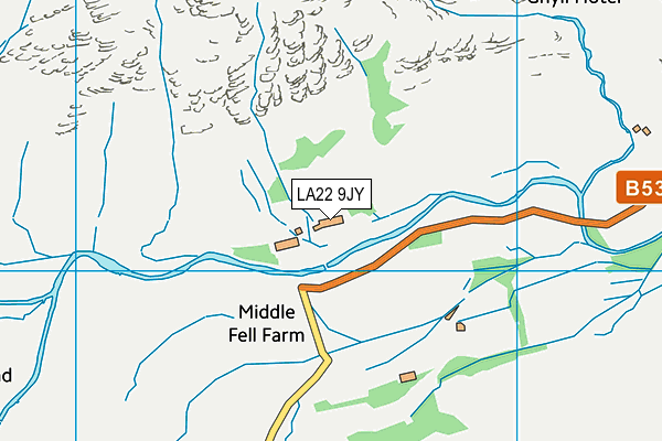 LA22 9JY map - OS VectorMap District (Ordnance Survey) LA22 9JY map - OS VectorMap District (Ordnance Survey)