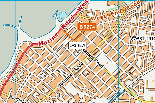 LA3 1BW map - OS VectorMap District (Ordnance Survey)
