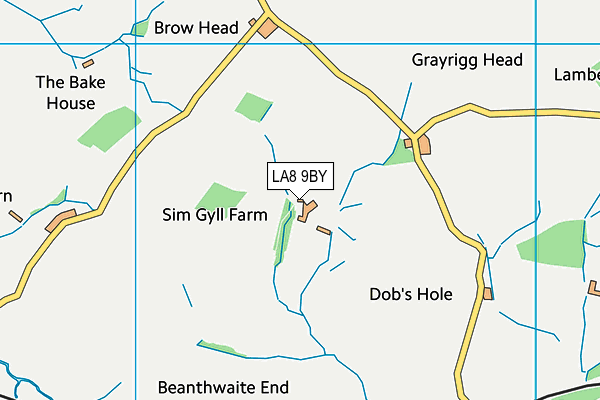 LA8 9BY map - OS VectorMap District (Ordnance Survey)