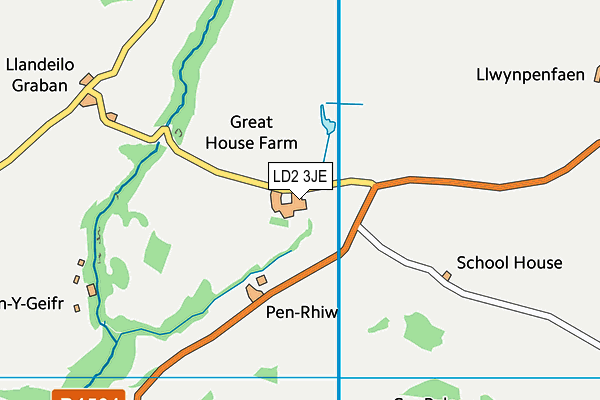 LD2 3JE map - OS VectorMap District (Ordnance Survey) LD2 3JE map - OS VectorMap District (Ordnance Survey)
