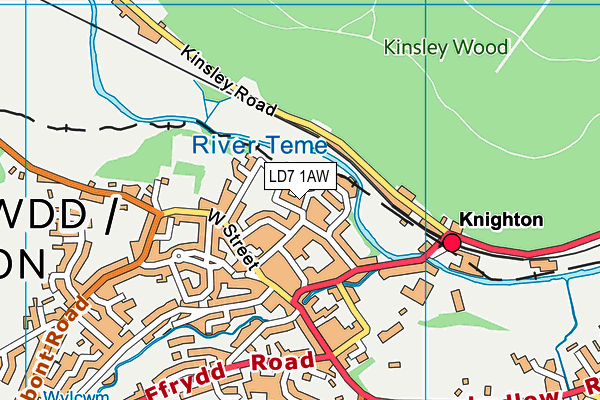 LD7 1AW map - OS VectorMap District (Ordnance Survey)
