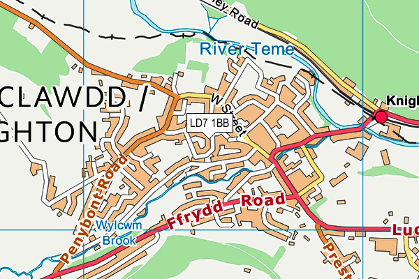 LD7 1BB map - OS VectorMap District (Ordnance Survey)