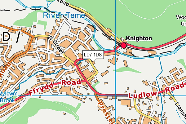 LD7 1DS map - OS VectorMap District (Ordnance Survey)