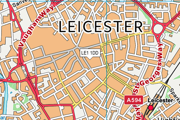 LE1 1DD map - OS VectorMap District (Ordnance Survey) LE1 1DD map - OS VectorMap District (Ordnance Survey)