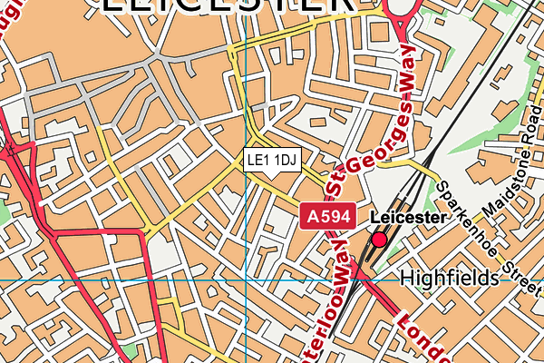 LE1 1DJ map - OS VectorMap District (Ordnance Survey) LE1 1DJ map - OS VectorMap District (Ordnance Survey)