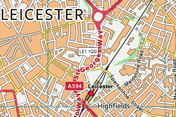 LE1 1QG map - OS VectorMap District (Ordnance Survey) LE1 1QG map - OS VectorMap District (Ordnance Survey)