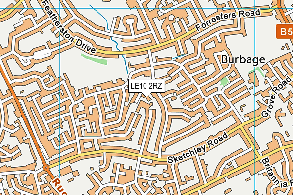 LE10 2RZ map - OS VectorMap District (Ordnance Survey)