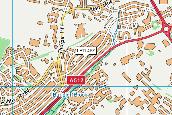LE11 4PZ map - OS VectorMap District (Ordnance Survey)