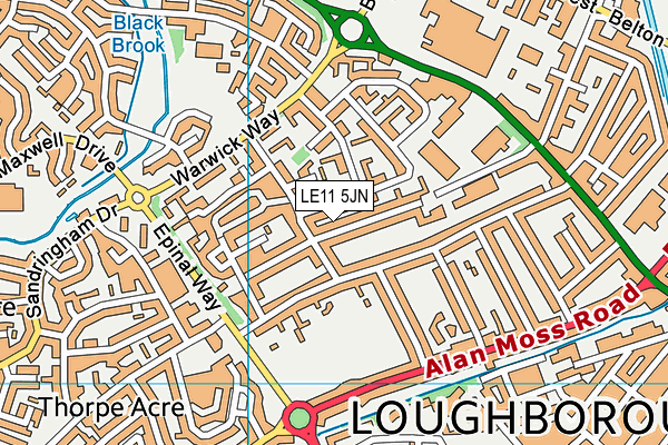 LE11 5JN map - OS VectorMap District (Ordnance Survey)