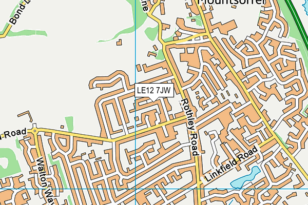 LE12 7JW map - OS VectorMap District (Ordnance Survey) LE12 7JW map - OS VectorMap District (Ordnance Survey)