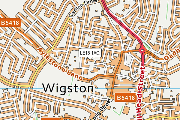 LE18 1AQ map - OS VectorMap District (Ordnance Survey) LE18 1AQ map - OS VectorMap District (Ordnance Survey)
