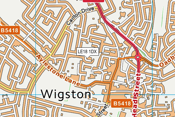 LE18 1DX map - OS VectorMap District (Ordnance Survey) LE18 1DX map - OS VectorMap District (Ordnance Survey)
