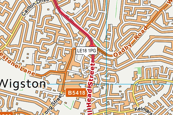 LE18 1PG map - OS VectorMap District (Ordnance Survey)