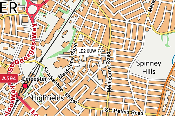 LE2 0UW map - OS VectorMap District (Ordnance Survey) LE2 0UW map - OS VectorMap District (Ordnance Survey)