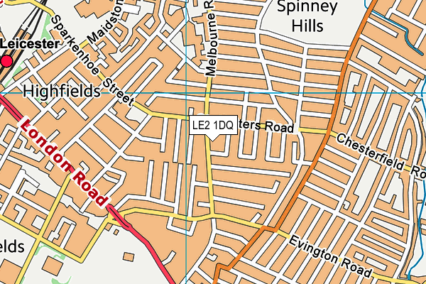 LE2 1DQ map - OS VectorMap District (Ordnance Survey)