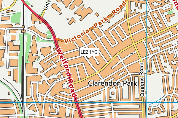 LE2 1YG map - OS VectorMap District (Ordnance Survey) LE2 1YG map - OS VectorMap District (Ordnance Survey)