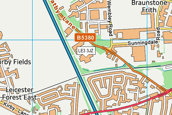LE3 3JZ map - OS VectorMap District (Ordnance Survey) LE3 3JZ map - OS VectorMap District (Ordnance Survey)