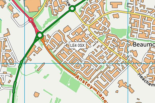 LE4 0SX map - OS VectorMap District (Ordnance Survey) LE4 0SX map - OS VectorMap District (Ordnance Survey)