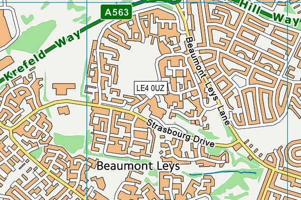 LE4 0UZ map - OS VectorMap District (Ordnance Survey) LE4 0UZ map - OS VectorMap District (Ordnance Survey)