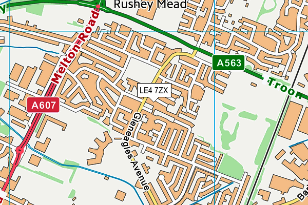 LE4 7ZX map - OS VectorMap District (Ordnance Survey) LE4 7ZX map - OS VectorMap District (Ordnance Survey)