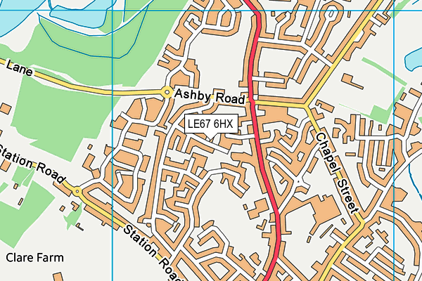 LE67 6HX map - OS VectorMap District (Ordnance Survey)