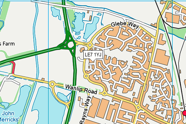 LE7 1YJ map - OS VectorMap District (Ordnance Survey) LE7 1YJ map - OS VectorMap District (Ordnance Survey)