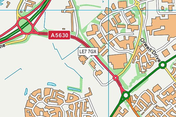 LE7 7GX map - OS VectorMap District (Ordnance Survey)