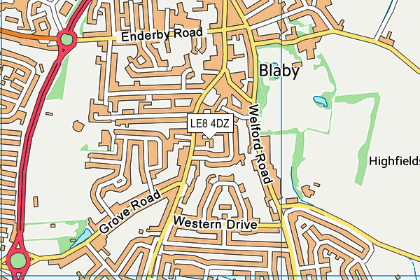 LE8 4DZ map - OS VectorMap District (Ordnance Survey) LE8 4DZ map - OS VectorMap District (Ordnance Survey)